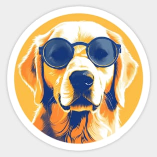 Cute Golden Retriever Wearing Sunglasses Sticker